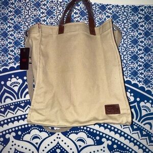 Levi's Tan Canvas Messenger Bag with Brown Accents